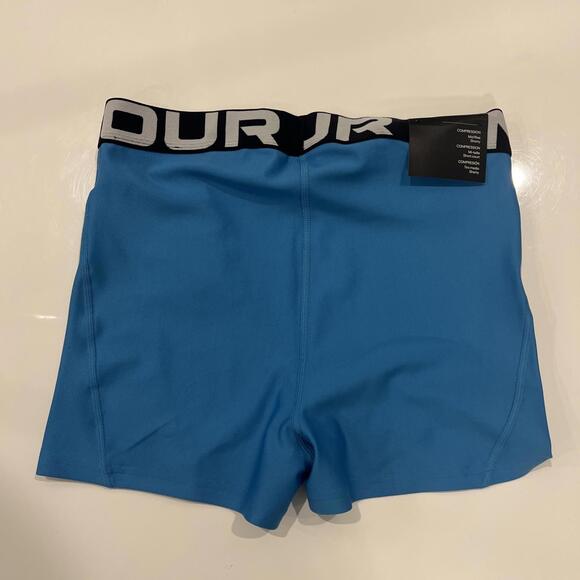 $30 Under Armour Women's HeatGear Mid Rise Shorty 3” Shorts Size Small Blue - Picture 5 of 6